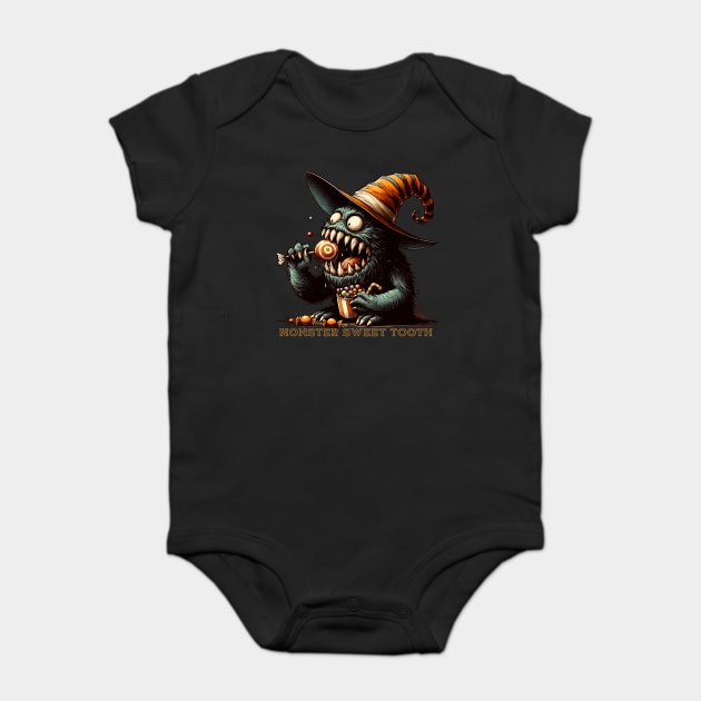 Vintage Halloween Candy Monster Baby Bodysuit by HolidayBug